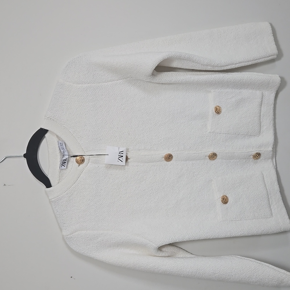 NWOT ZARA WHITE KNIT CARDIGAN- SIZE SMALL - Picture 10 of 11